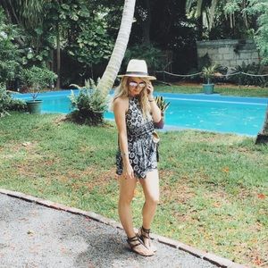 Kendall & Kylie Floral Tie Halter Romper / Strappy